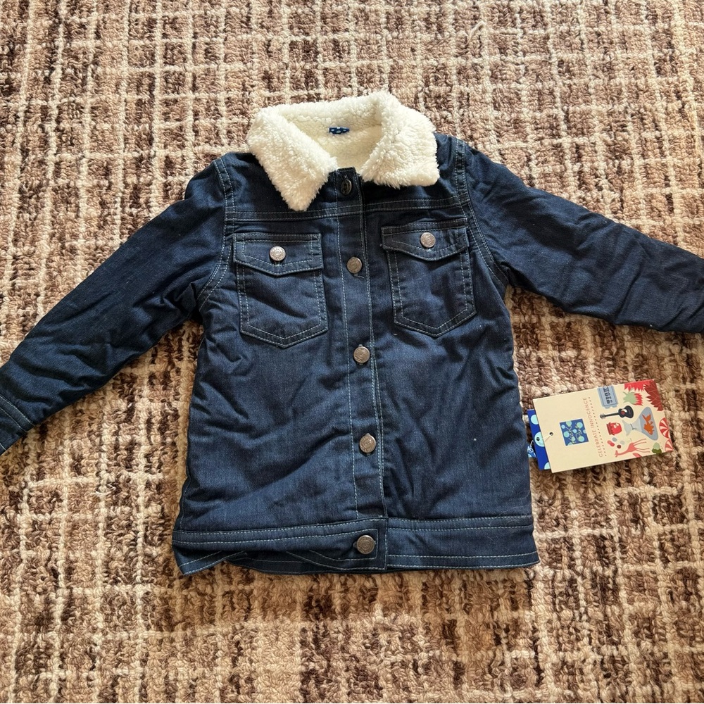 Kids Denim Jacket with Sherpa Collar Kickee Pants